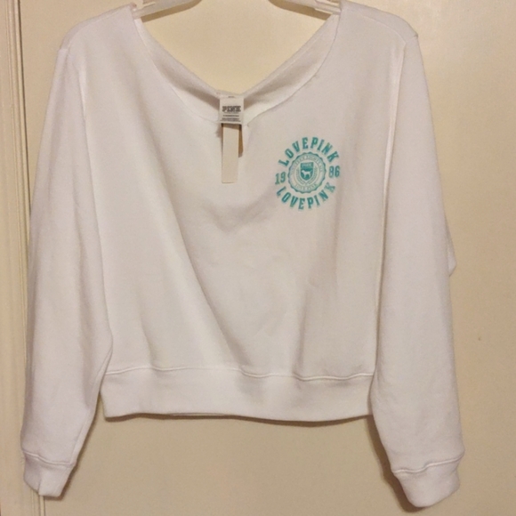 🔥🔥 VS Pink off the shoulder sweatshrt top XL NWT - Picture 2 of 6
